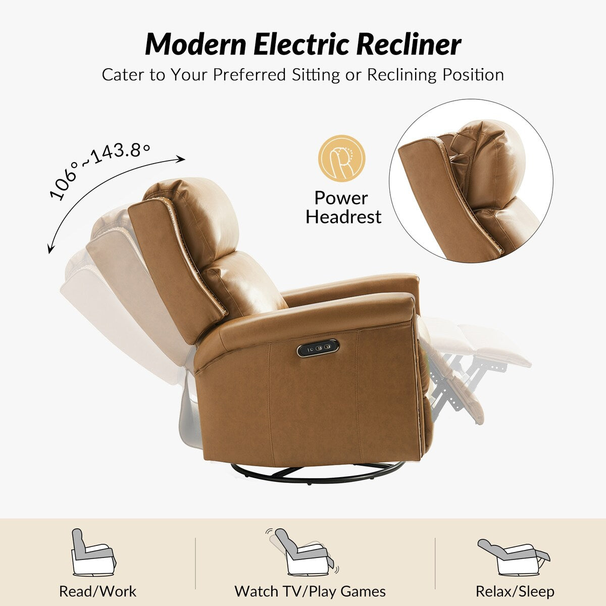 Tobias Traditional Swivel And Rocker Power Recliner Set of 2 by HULALA HOME
