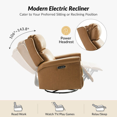 Tobias Traditional Swivel And Rocker Power Recliner Set of 2 by HULALA HOME