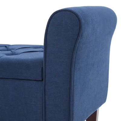 Upholstered Storage Bench Arm Bench Entryway Bench with Tufted Flip Top 50.4 Inches