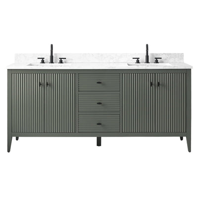 Vanity Art 72 Double Sink Bathroom Vanity Cabinet with Engineered Marble Top