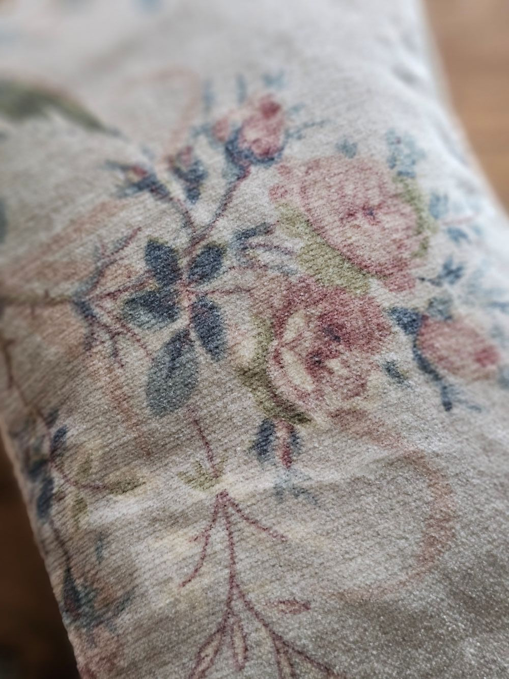 Velvet Pouch with Vintage Floral Design