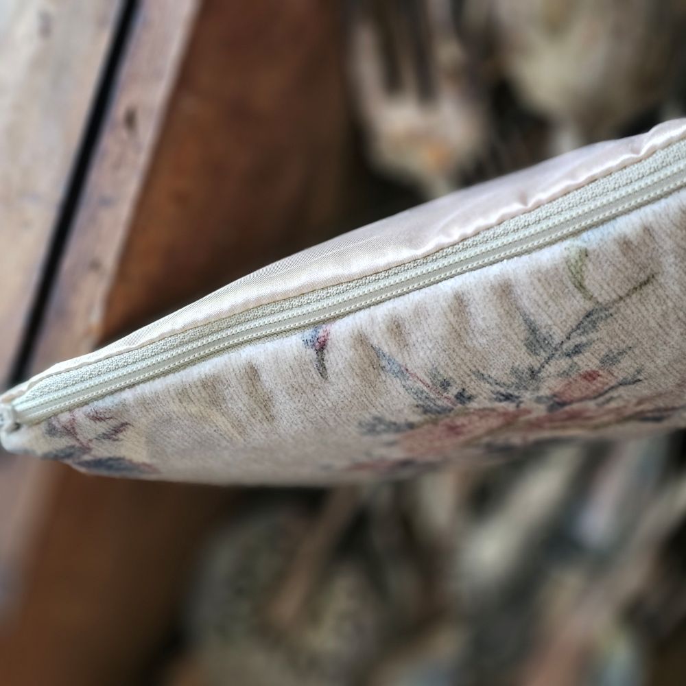 Velvet Pouch with Vintage Floral Design