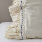 Eyelet Ruffles with Blue Velvet Ribbon Pillowcase, Set of 2