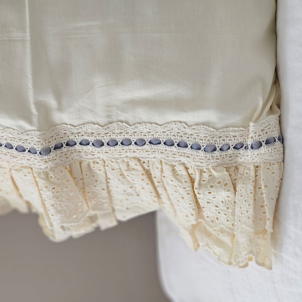Eyelet Ruffles with Blue Velvet Ribbon Pillowcase, Set of 2