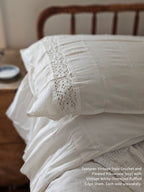 Vintage Style Crochet Lace and Pleated Edge Pillowcase Set
