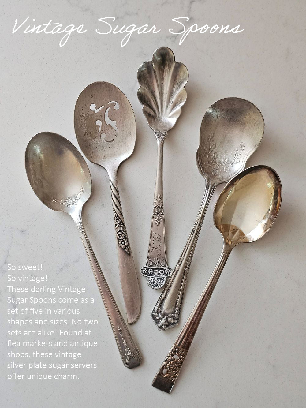 Vintage Sugar Spoons, Set of Five