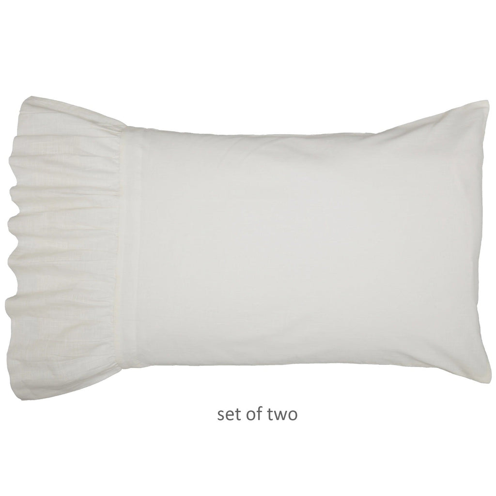 Vintage White Oversized Ruffled Edge Pillow Sham Set