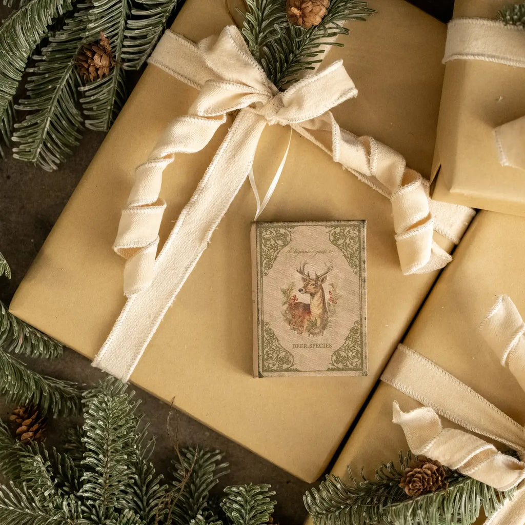 Vintage Book Journal Ornament with Deer Cover