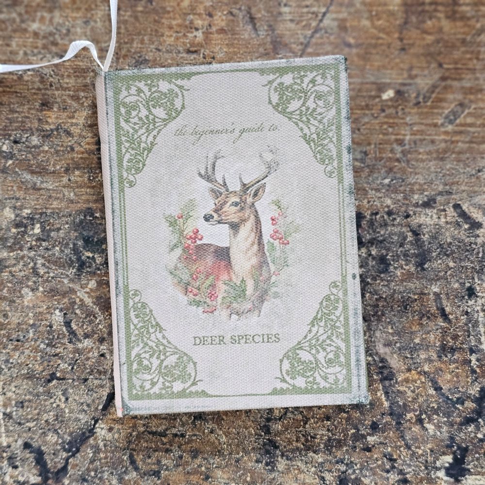 Vintage Book Journal Ornament with Deer Cover