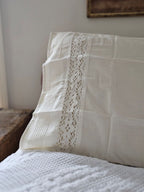 Vintage Style Crochet Lace and Pleated Edge Pillowcase Set