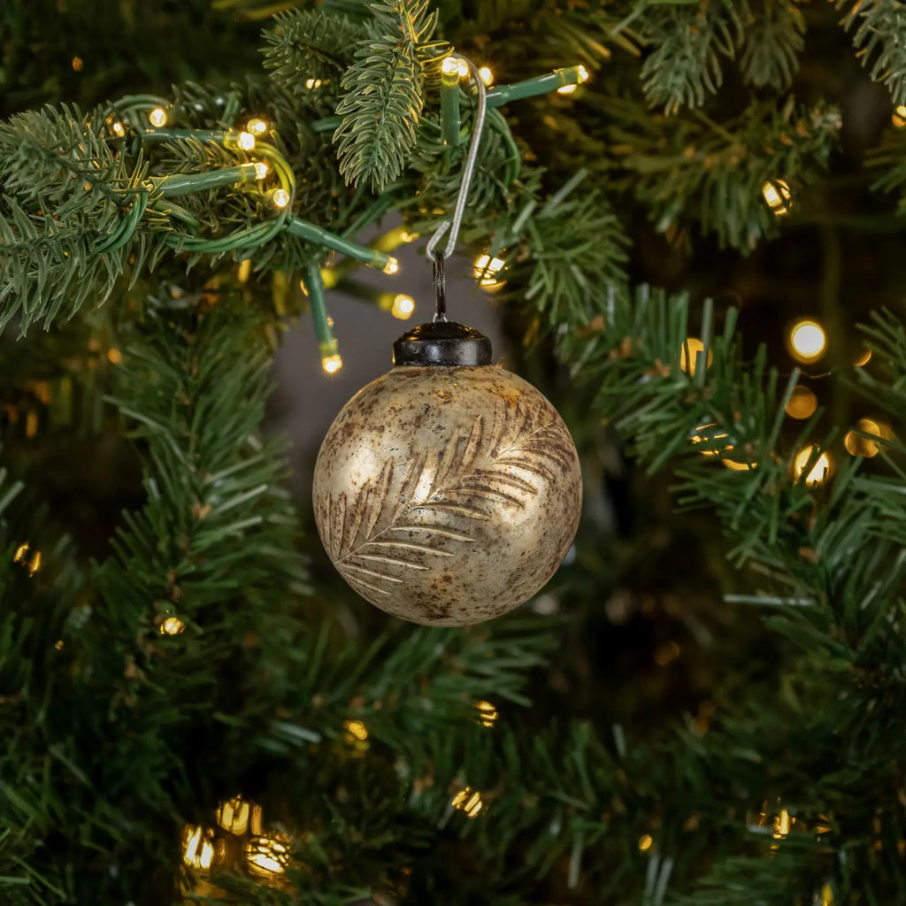 Vintage Style Etched Kugel Ornament Set