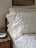 Vintage White Oversized Ruffled Edge Pillow Sham Set