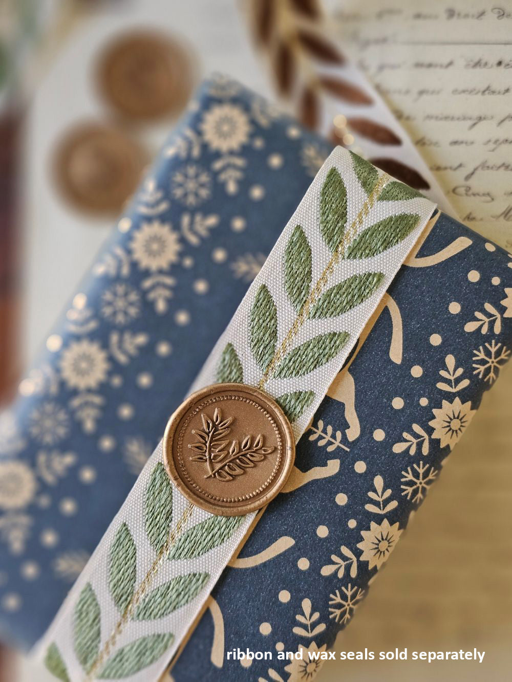 Wax Seal Sticker with Laurel Leaf Design, Set of Six