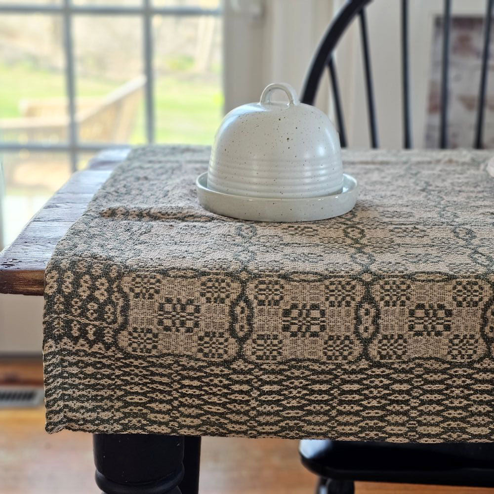 Welsh Inspired Table Square, Green and Flax Design
