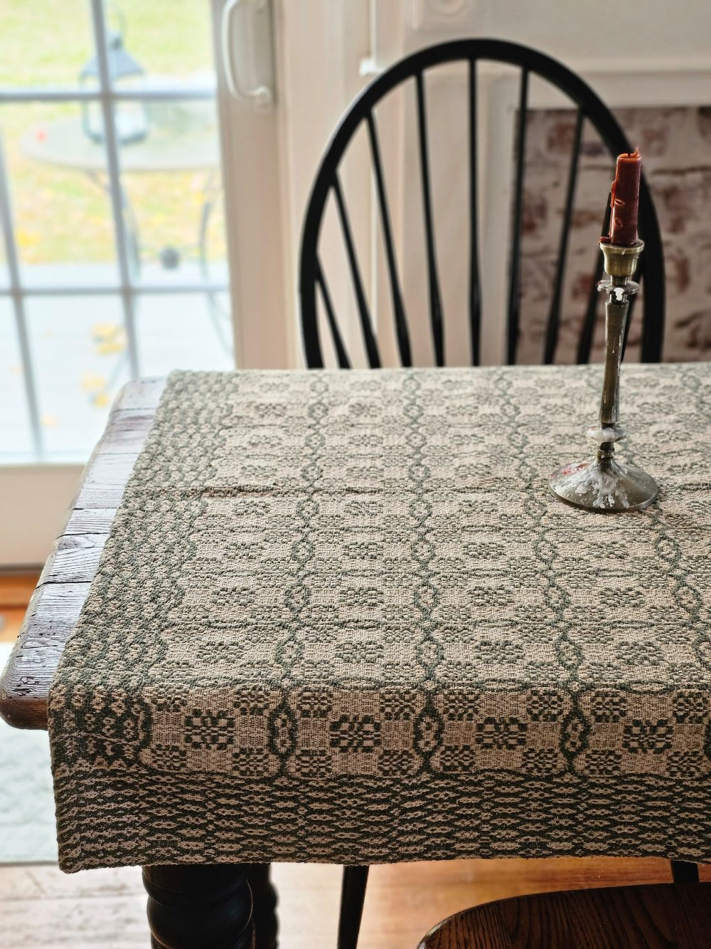 Welsh Inspired Table Square, Green and Flax Design