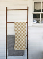 Wheat and Oatmeal Checkered Throw Blanket