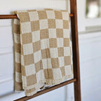 Wheat and Oatmeal Checkered Throw Blanket