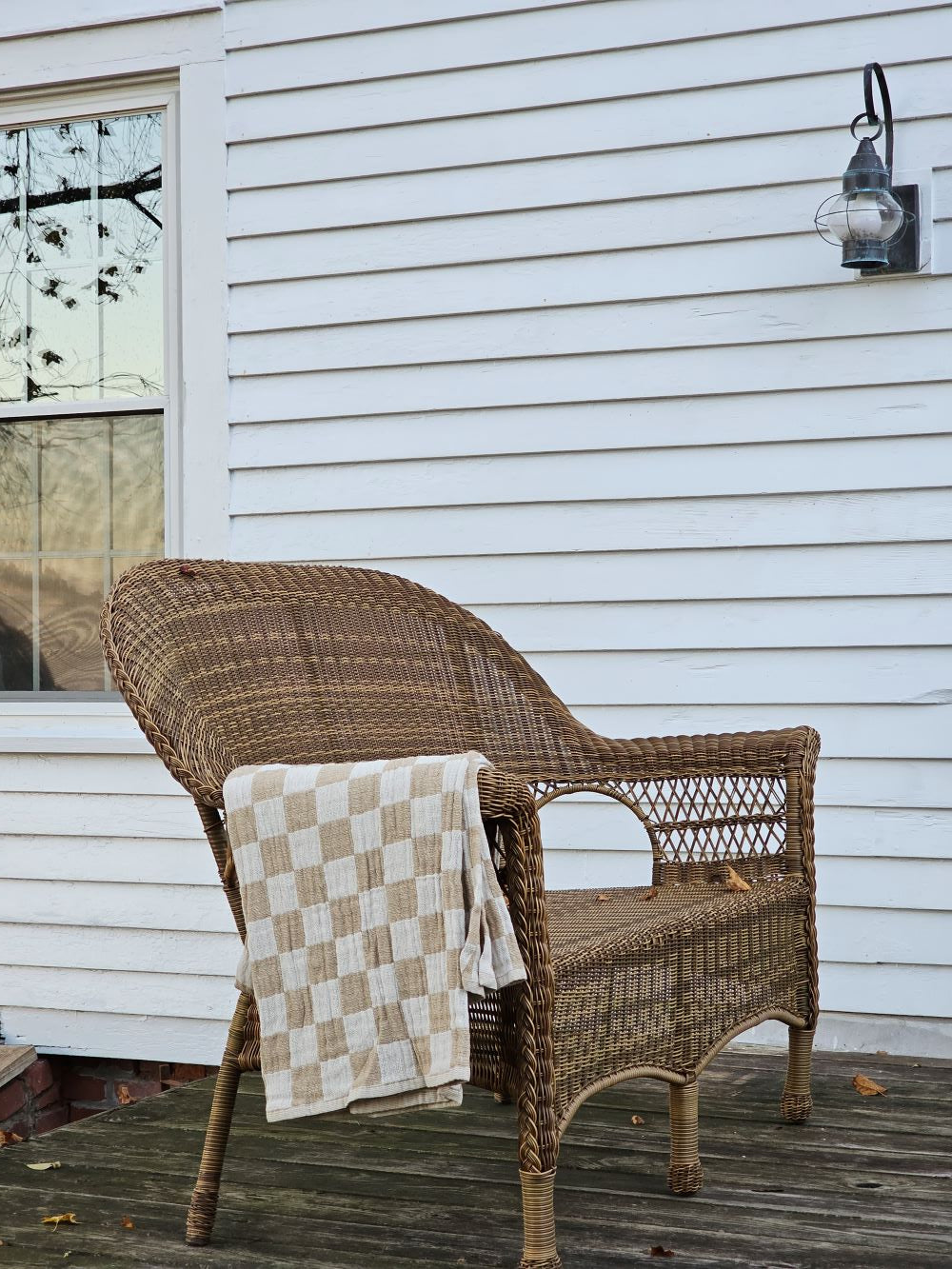Wheat and Oatmeal Checkered Throw Blanket