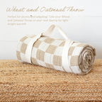 Wheat and Oatmeal Checkered Throw Blanket