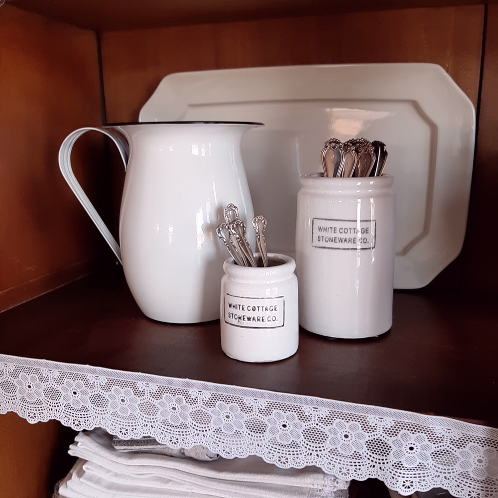 White Cottage Stoneware Jam Jar