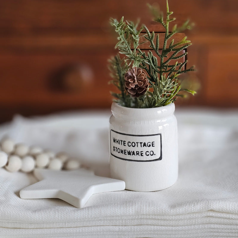 White Cottage Stoneware Jam Jar
