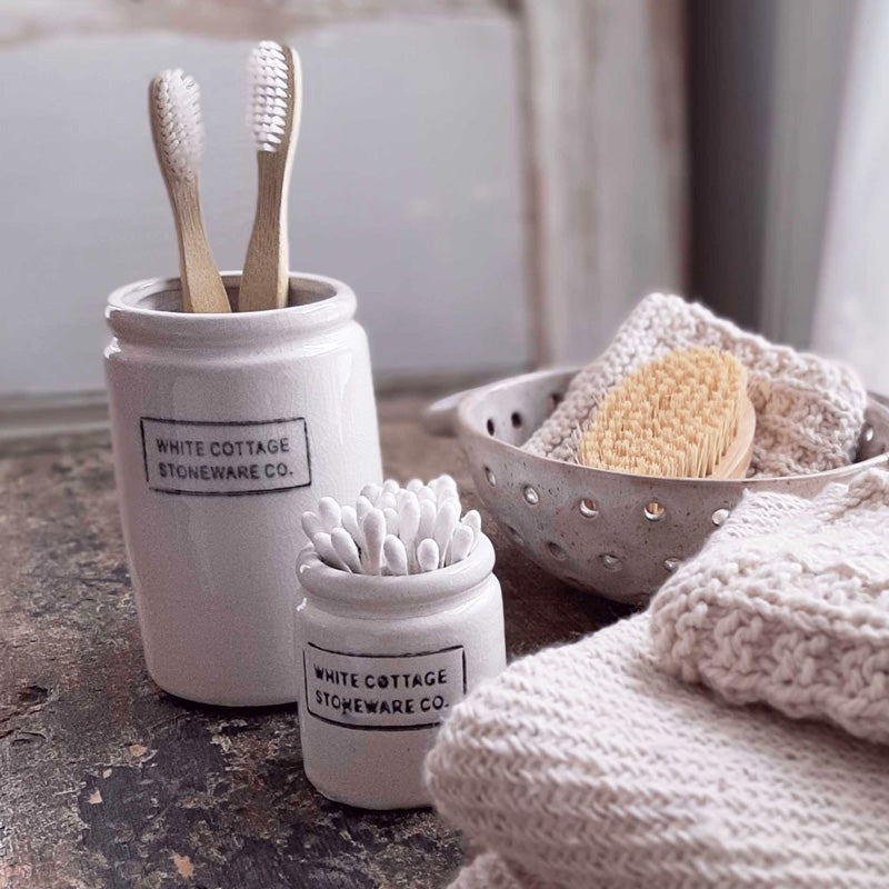 White Cottage Stoneware Jam Jar