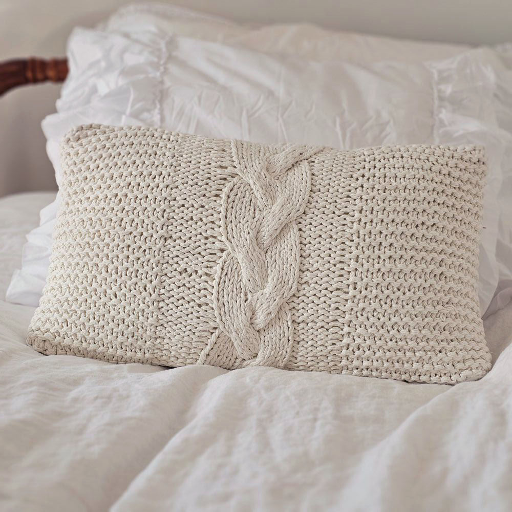 White Cable Knit Pillow