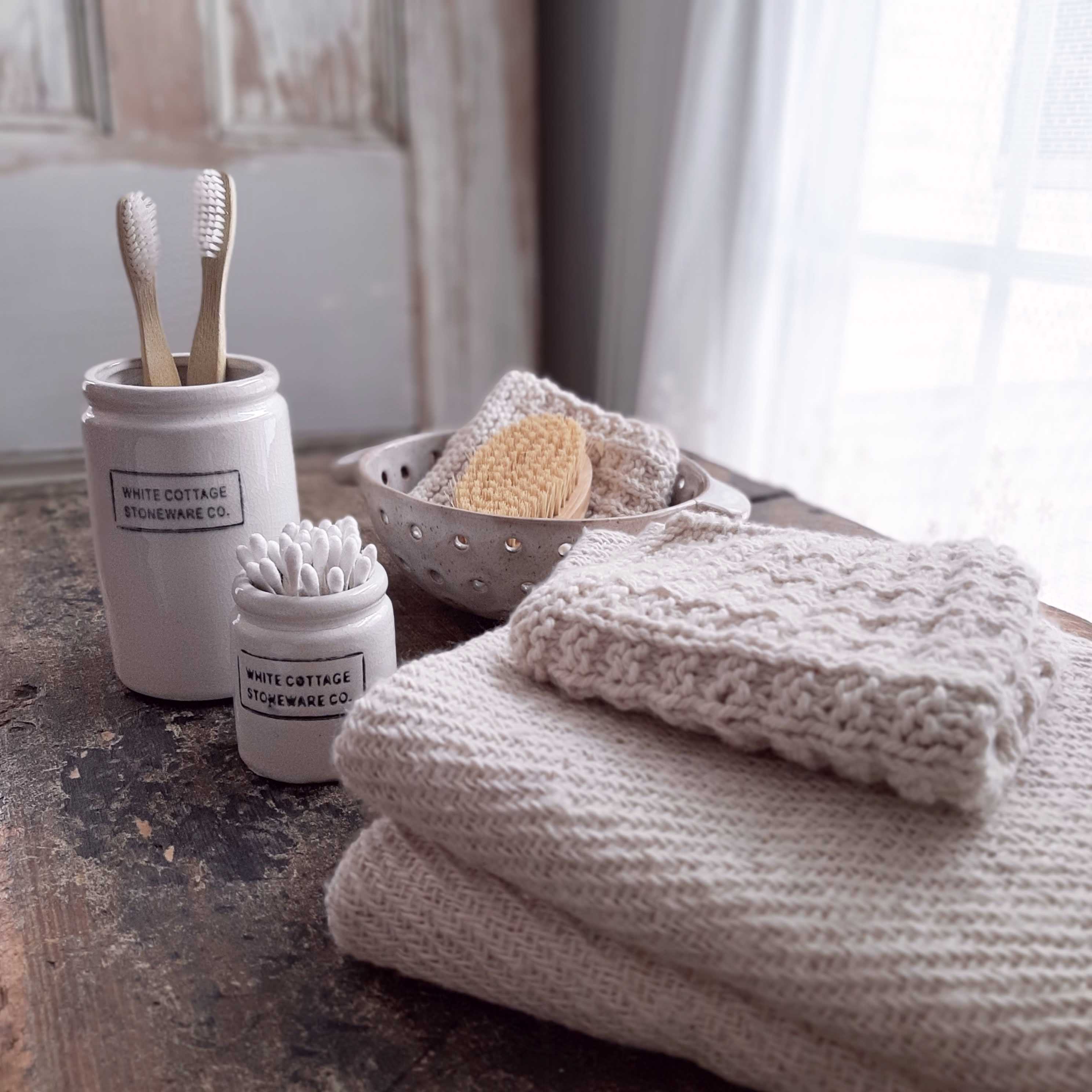 White Cottage Stoneware Jam Jar