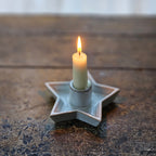 Star Candle Holder with White Glaze