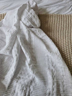Crisp White Waffle Weave Throw Blanket