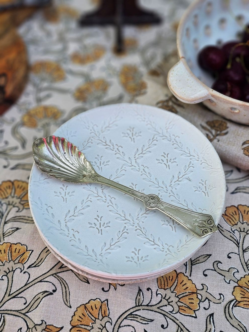 White Ceramic Embossed Plate