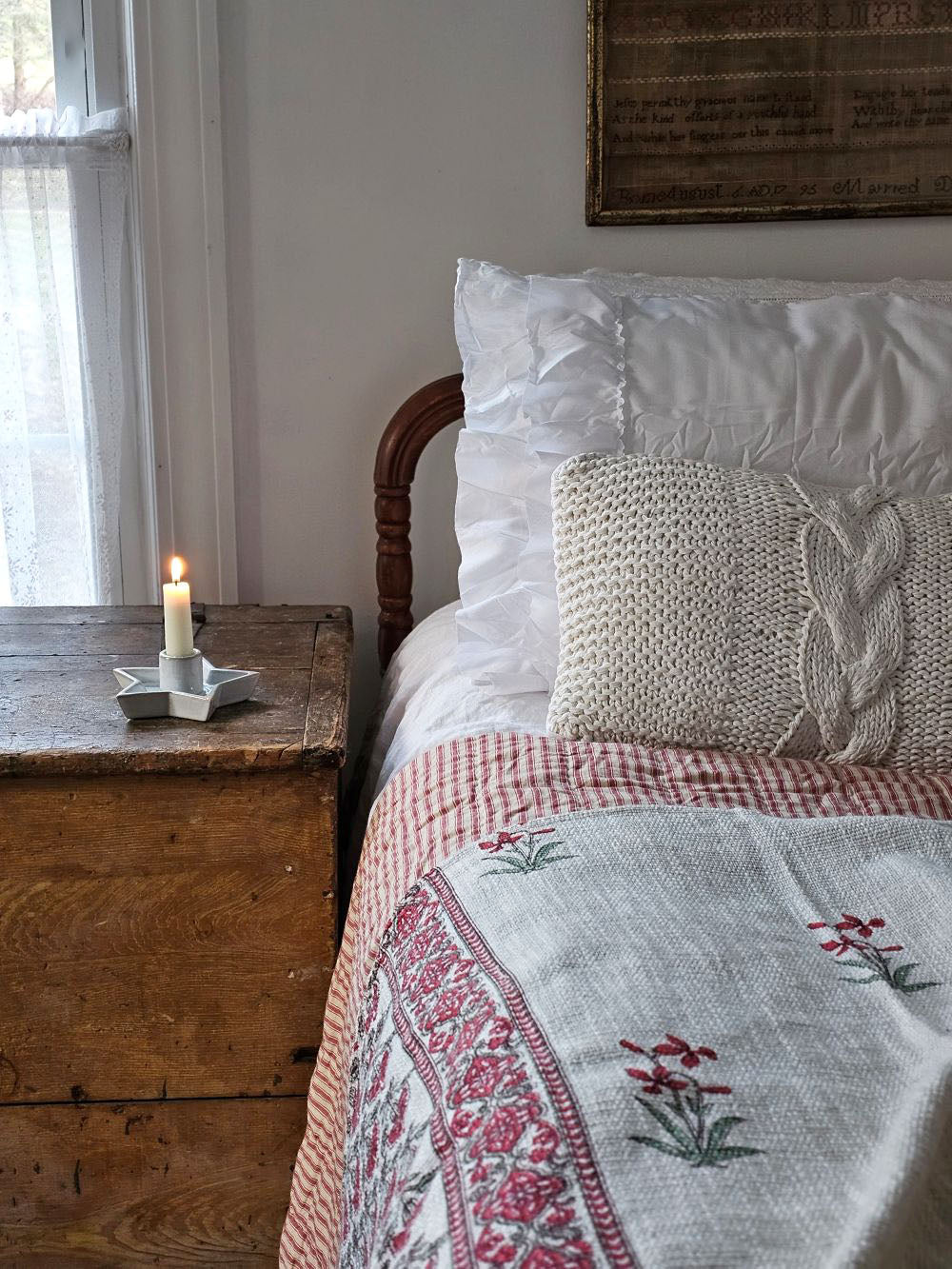 White Cable Knit Pillow