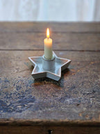Star Candle Holder with White Glaze