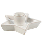 Star Candle Holder with White Glaze