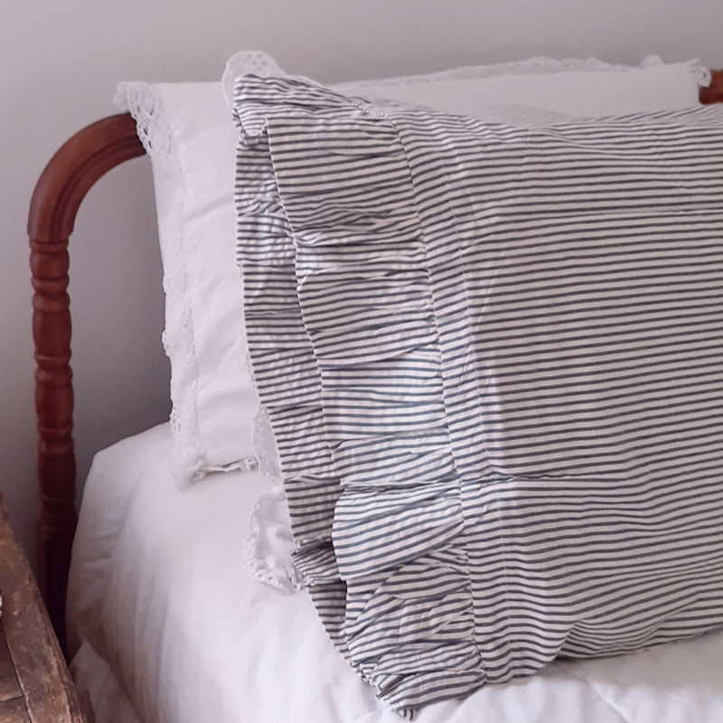 Portsmouth Blue Ticking Stripe Pillow Case Set