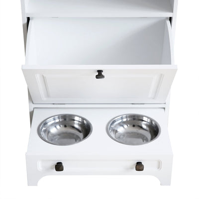 Roomfitters Dog Feeding Station with 2 Elevated Dog Bowls, Tilt Out Pet Feeding Cabinet Station